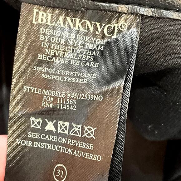 BlankNYC Pleated Black Faux Leather Pants - size 31 - Picture 7 of 8